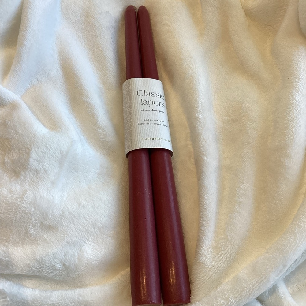 Anthropologie Taper Candles Set of 2 Mauve NEW Candlestick